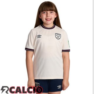 Seconda Maglie Calcio West Ham United Bambino Bianco 2025/2026