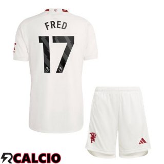 Terza Maglia Manchester United (Fred 17) Bambino Bianco 2023/2024