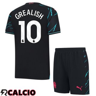 Terza Maglia Manchester City (Jack Grealish 10) Bambino Blu Nero 2023/2024