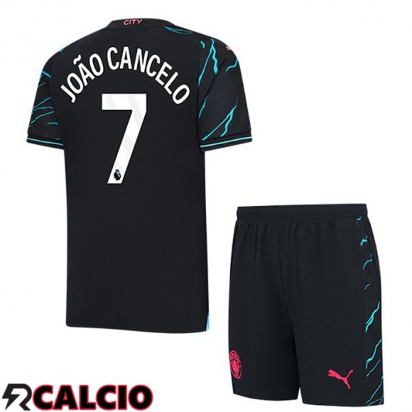 Terza Maglia Manchester City (João Cancelo 7) Bambino Blu Nero 2023/2024