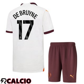 Seconda Maglia Manchester City (Kevin De Bruyne 17) Bambino Bianco 2023/2024