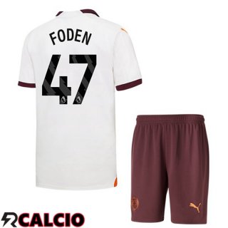 Seconda Maglia Manchester City (Phil Foden 47) Bambino Bianco 2023/2024