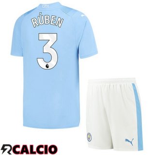 Prima Maglia Manchester City (Ruben Dias 3) Bambino Blu 2023/2024