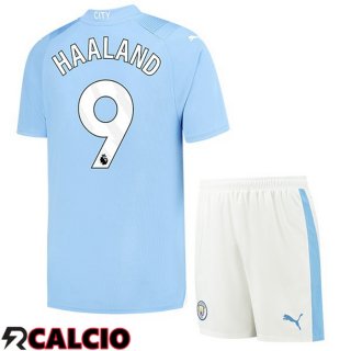 Prima Maglia Manchester City (Erling Haaland 9) Bambino Blu 2023/2024