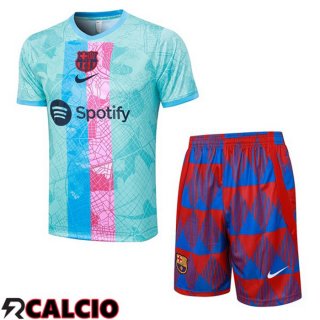 T Shirt Allenamento FC Barcellona + Pantaloncini Blu 2023/2024