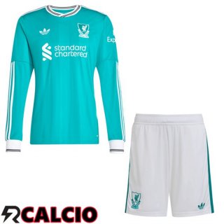 Terza Maglia FC Liverpool Bambino Manica Lunga Verde 2025/2026