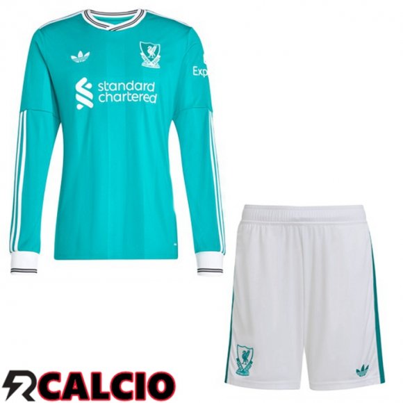 Terza Maglia FC Liverpool Bambino Manica Lunga Verde 2025/2026