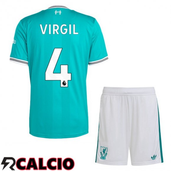 Terza Maglia FC Liverpool (VIRGIL 4) Bambino Verde 2025/2026