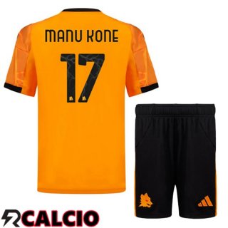 Seconda Maglia AS Roma (MANU KONE 17) Bambino Giallo 2025/2026
