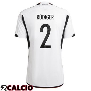 Prima Maglia Germania (RÜDIGER 2) Nero Bianco Coppa del Mondo 2022