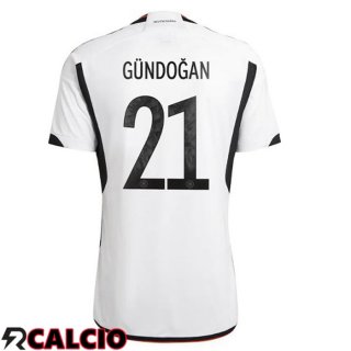 Prima Maglia Germania (GÜNDOGAN 21) Nero Bianco Coppa del Mondo 2022