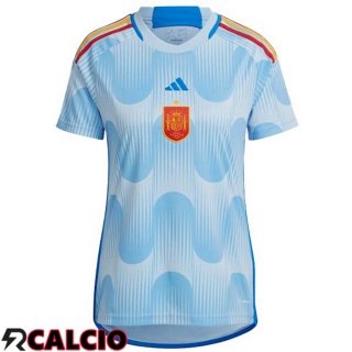 Seconda Maglia Spagna Donna Blu Bianco Coppa del Mondo 2022