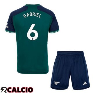 Terza Maglia Arsenal (GABRIEL 6) Bambino Verde 2023/2024