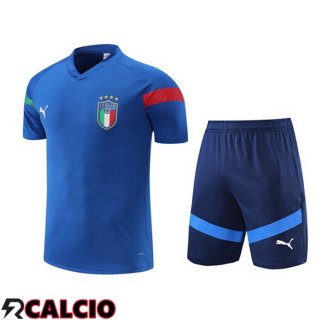 T Shirt Allenamento Italia + Shorts Blu 2022/2023