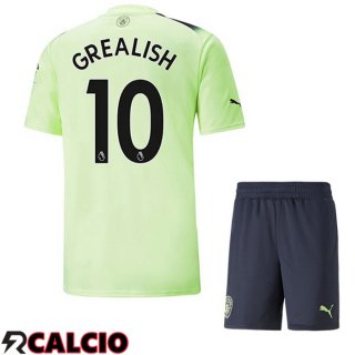 Terza Maglia Manchester City (Jack Grealish 10) Bambino Verde Nero 2022/2023