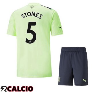 Terza Maglia Manchester City (John Stones 5) Bambino Verde Nero 2022/2023