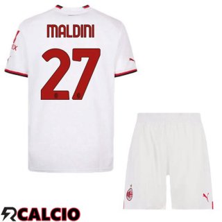 Seconda Maglia AC Milan (MALDINI 27) Bambino Bianco 2022/2023