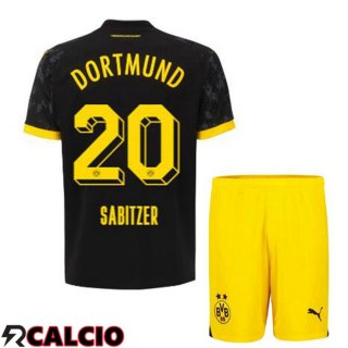 Seconda Maglia Dortmund BVB (Sabitzer 20) Bambino Nero 2023/2024