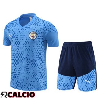 T Shirt Allenamento Manchester City + Pantaloncini Blu 2023/2024