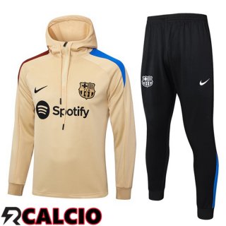 Tuta Calcio - Felpa Con Cappuccio FC Barcellona Giallo 2024/2025