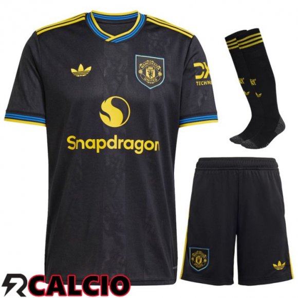 Terza Insieme Maglia Manchester United (Pantaloncini + Calzini) 2025/2026