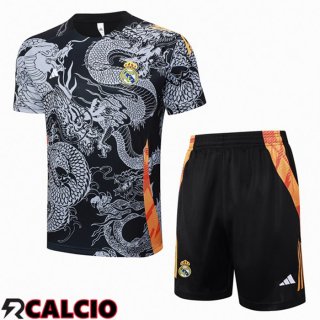 Insieme T Shirt Allenamento Real Madrid + Pantaloncini Nero 2024/2025