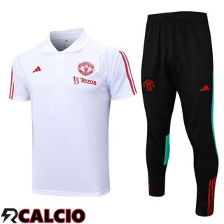 Maglia Polo Manchester United + Pantaloni Bianco 2023/2024