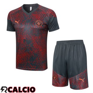 T Shirt Allenamento Manchester City + Pantaloncini Rosso Grigio 2023/2024