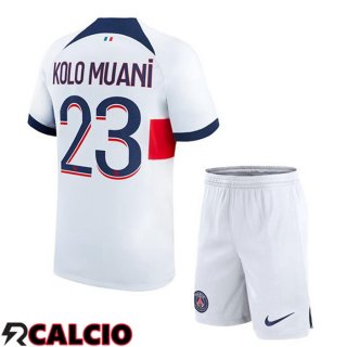Seconda Maglia Paris PSG (Kolo Muani 23) Bambino Bianco 2023/2024
