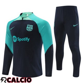 Insieme Tuta Calcio FC Barcellona Blu Reale Verde 2023/2024