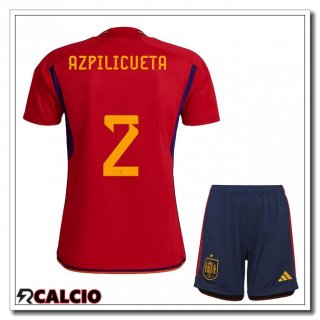 Prima Maglia Spagna (AZPILICUETA 2) Bambino Rosso Coppa del Mondo 2022
