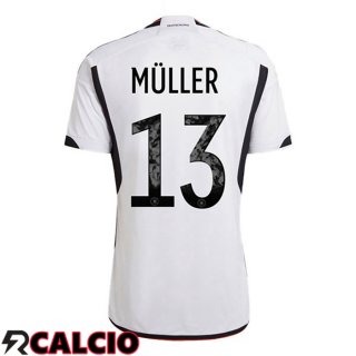 Prima Maglia Germania (MÜLLER 13) Nero Bianco Coppa del Mondo 2022