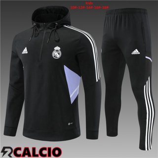 Insieme Giacca Con Cappuccio Tuta Real Madrid Bambino Nero 2022/2023
