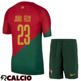Prima Maglia Portogallo (JOÃO FÉLIX 23) Bambino Rosso Verde Coppa del Mondo 2022