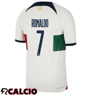Seconda Maglia Portogallo (RONALDO 7) Bianco Rosso Coppa del Mondo 2022