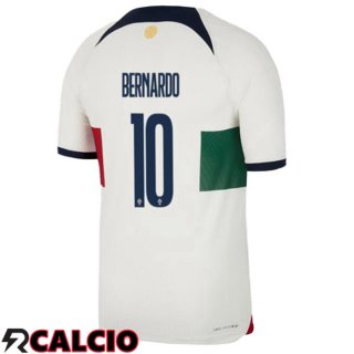Seconda Maglia Portogallo (BERNARDO 10) Bianco Rosso Coppa del Mondo 2022