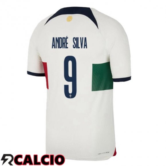 Seconda Maglia Portogallo (ANDRÉ SILVA 9) Bianco Rosso Coppa del Mondo 2022