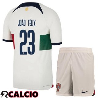 Seconda Maglia Portogallo (JOÃO FÉLIX 23) Bambino Bianco Rosso Coppa del Mondo 2022