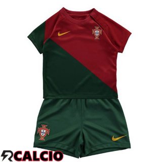 Prima Maglia Portogallo Bambino Rosso Verde Coppa del Mondo 2022