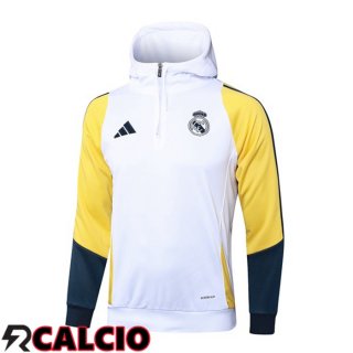 Felpa Con Cappuccio Real Madrid Bianco Giallo 2024/2025