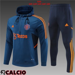 Insieme Giacca Con Cappuccio Tuta Manchester United Bambino Blu 2022/2023