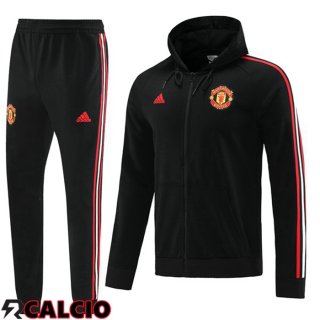 Insieme Giacca Con Cappuccio Tuta Manchester United Nero 2022/2023