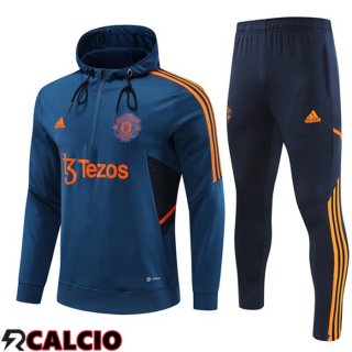 Insieme Giacca Con Cappuccio Tuta Manchester United Blu 2022/2023