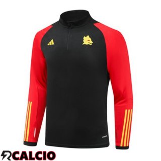 Training Sweatshirt AS Roma Nero Rosso 2023/2024