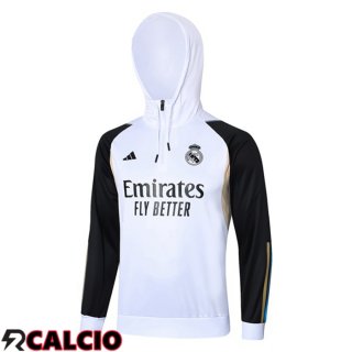 Felpa Allenamento Con Cappuccio Real Madrid Bianco 2023/2024