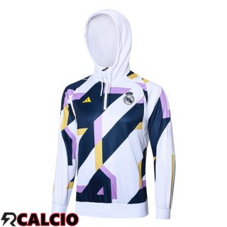 Felpa Allenamento Con Cappuccio Real Madrid Bianco Blu Reale 2023/2024