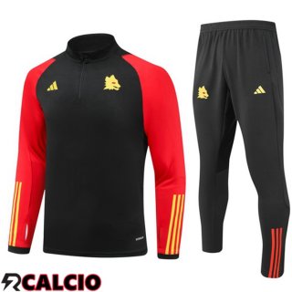 Insieme Tuta Calcio AS Roma Nero Rosso 2023/2024  Insieme Tuta Calcio AS Roma Nero Rosso 2023/2024
