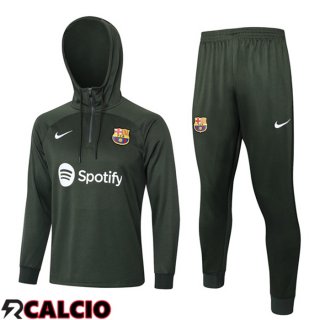Insieme Tuta Calcio Con Cappuccio FC Barcellona Verde 2023/2024