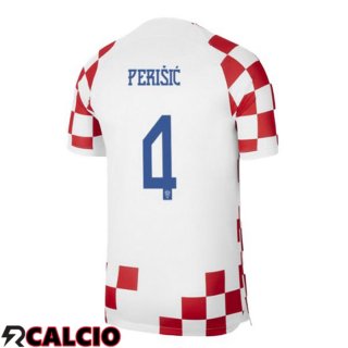 Maglie Calcio Croazia (PERIŠIĆ 4) Prima Bianco Rosso Coppa Del Mondo 2022