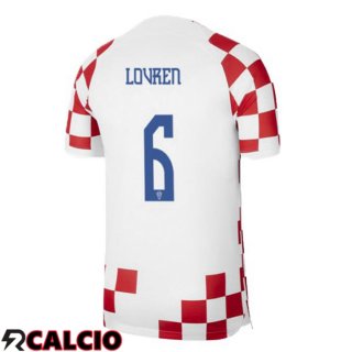 Maglie Calcio Croazia (LOVREN 6) Prima Bianco Rosso Coppa Del Mondo 2022